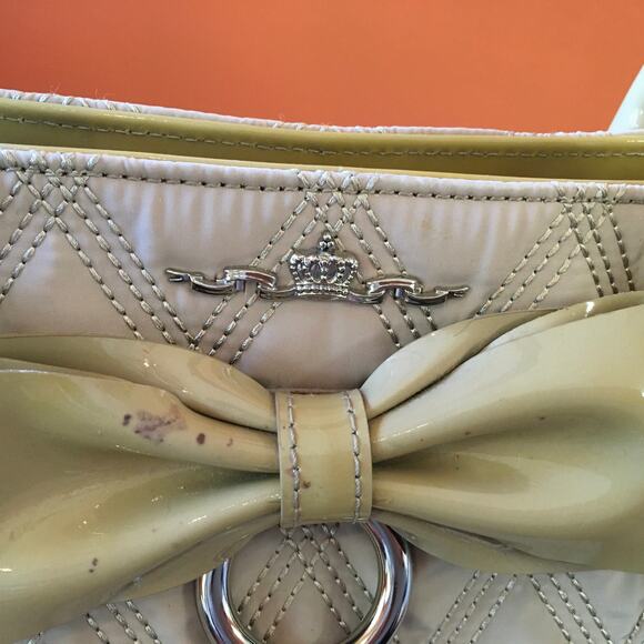 My Flat in London Brighton Miss Bond Bow Beige Quilted Large Handbag Purse MFIL - Picture 7 of 12